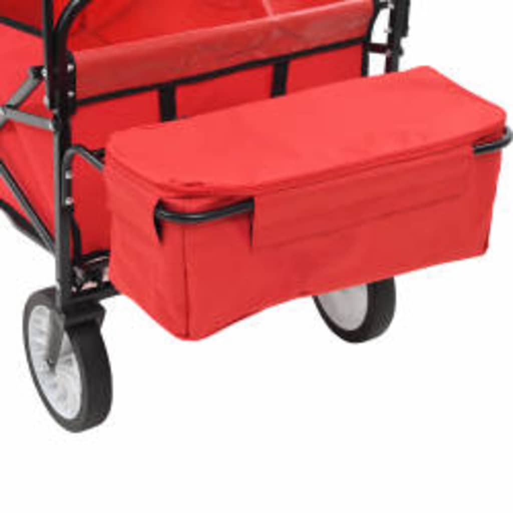 vidaXL Folding Hand Trolley with Canopy Steel Red 6