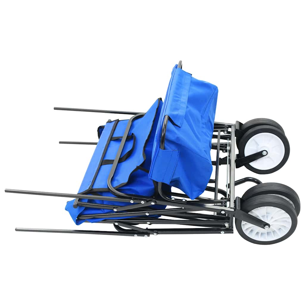 vidaXL Folding Hand Trolley with Canopy Steel Blue 4