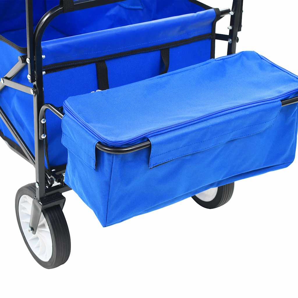 vidaXL Folding Hand Trolley with Canopy Steel Blue 5