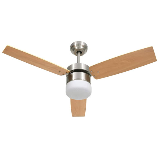 vidaXL Ceiling Fan with Light and Remote Control 108 cm Light Brown 2