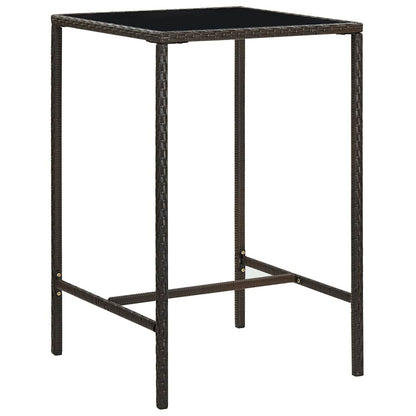 vidaXL Bar Table | Brown | PE rattan, tempered glass, powder-coated steel 1