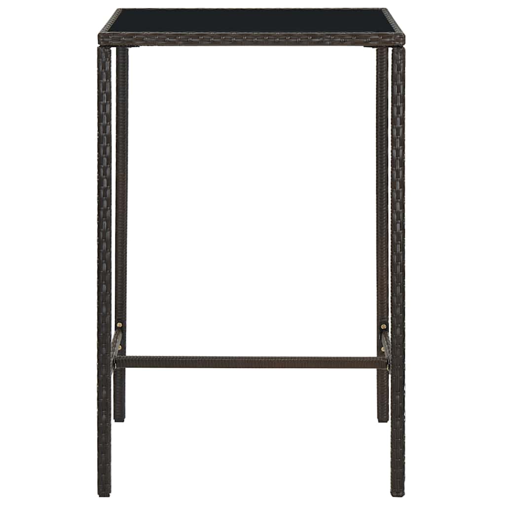 vidaXL Bar Table | Brown | PE rattan, tempered glass, powder-coated steel 2