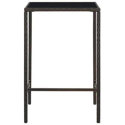 vidaXL Bar Table | Brown | PE rattan, tempered glass, powder-coated steel 2