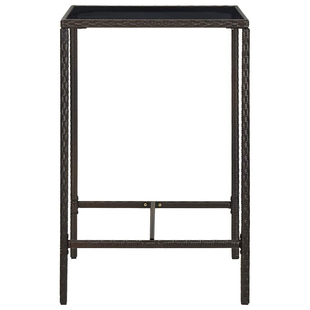 vidaXL Bar Table | Brown | PE rattan, tempered glass, powder-coated steel 3