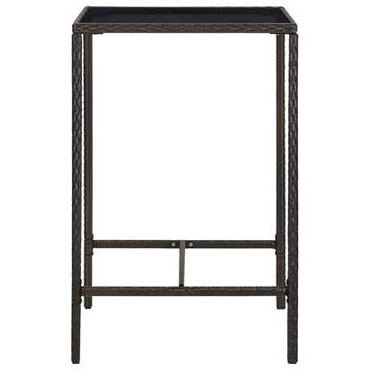vidaXL Bar Table | Brown | PE rattan, tempered glass, powder-coated steel 3