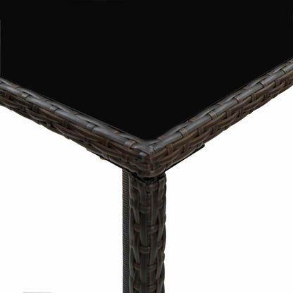 vidaXL Bar Table | Brown | PE rattan, tempered glass, powder-coated steel 5