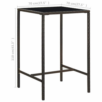 vidaXL Bar Table | Brown | PE rattan, tempered glass, powder-coated steel 6