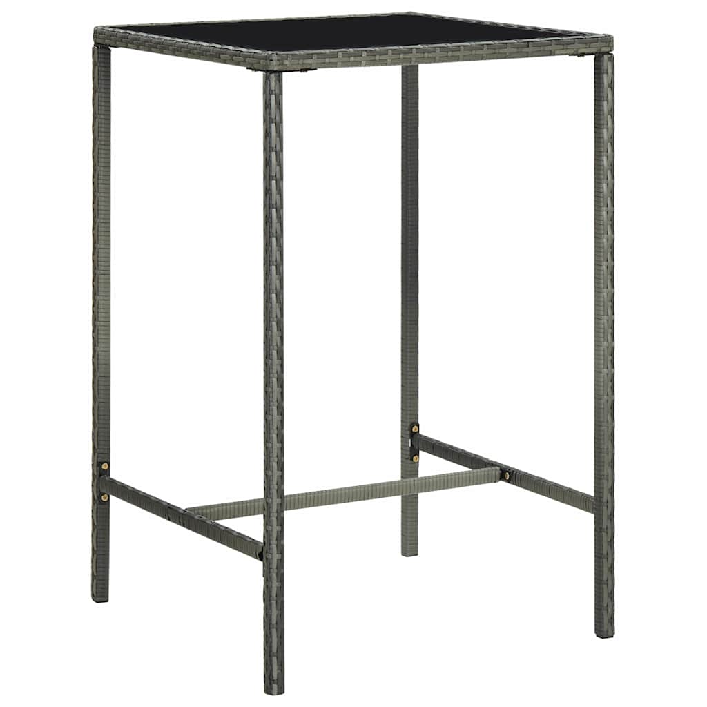 vidaXL Bar Table | Grey | PE Rattan | Medium |  Durable  | Bar Table | Square 1