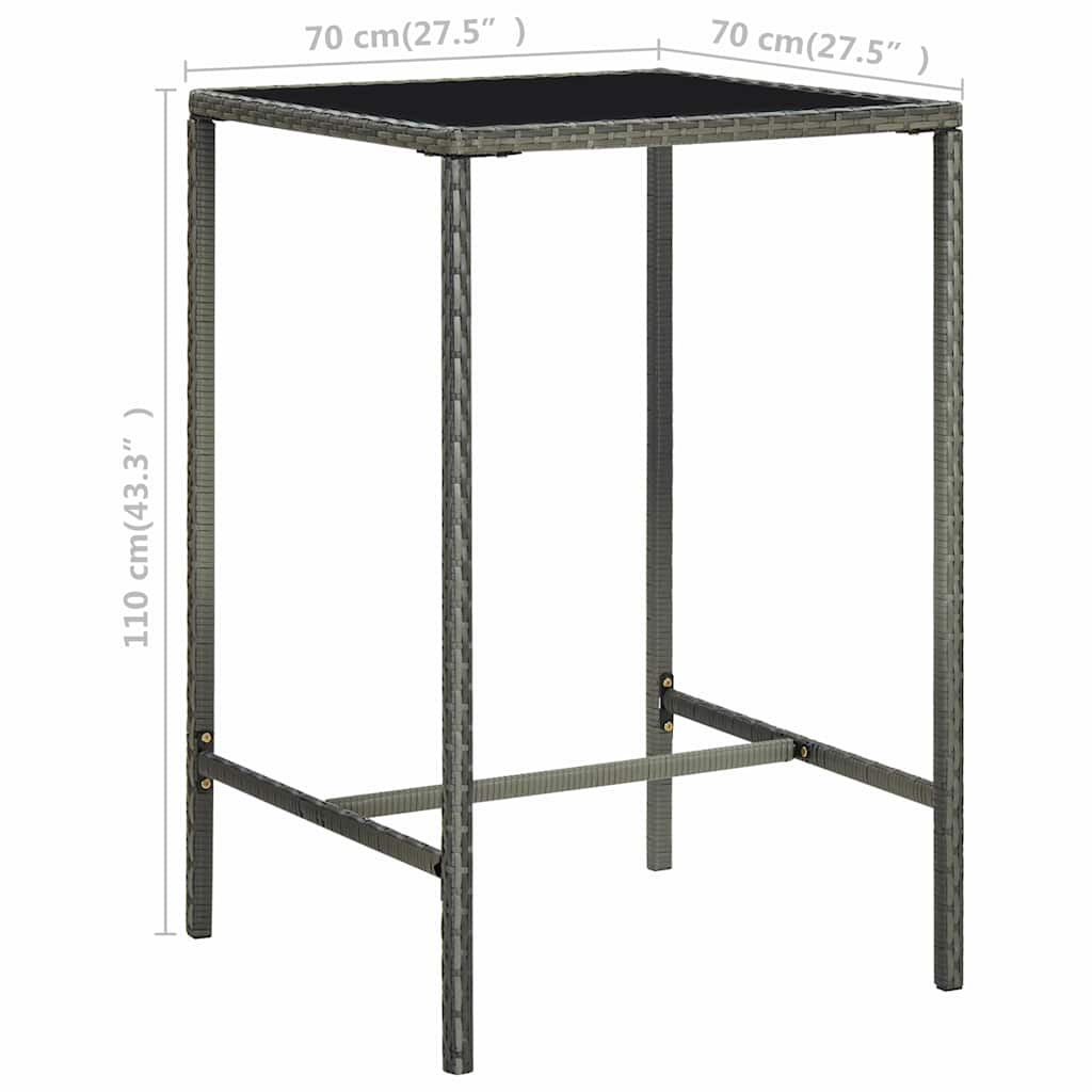 vidaXL Bar Table | Grey | PE Rattan | Medium |  Durable  | Bar Table | Square 6