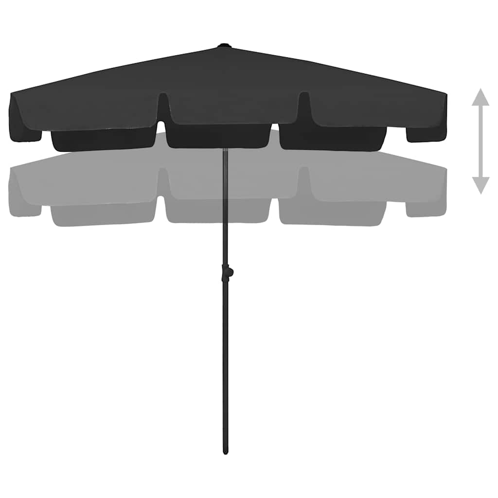 vidaXL Beach Parasol Black 200x125 cm 3
