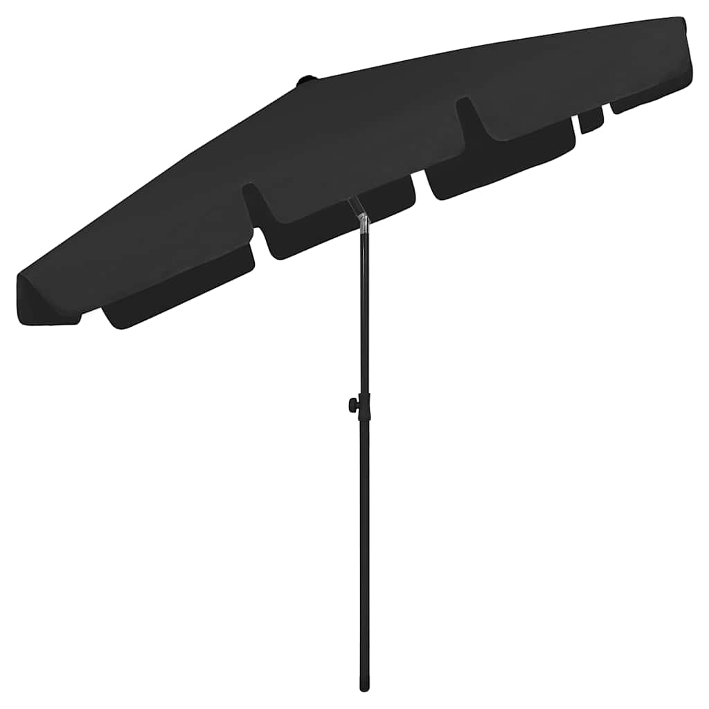 vidaXL Beach Parasol Black 200x125 cm 4