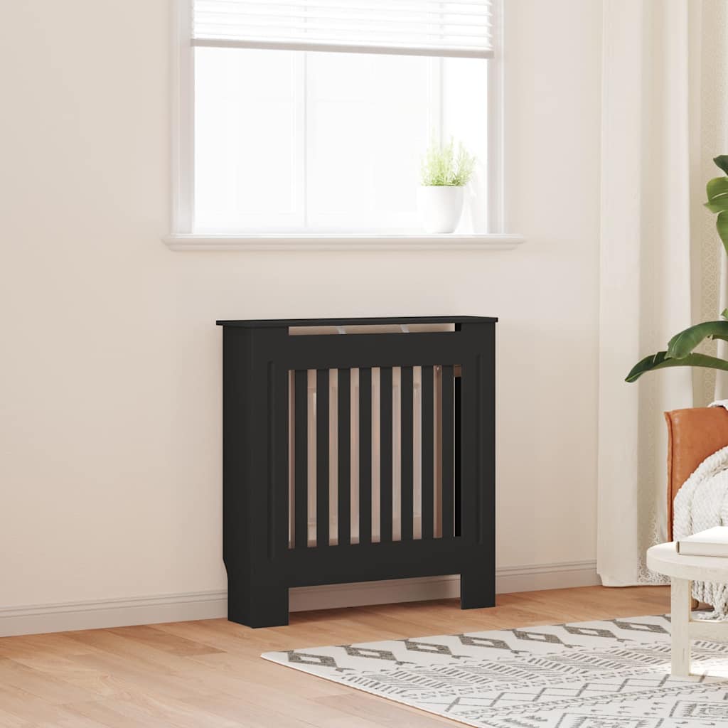vidaXL Engineered Wood Radiator Cover Black 78 cm 1