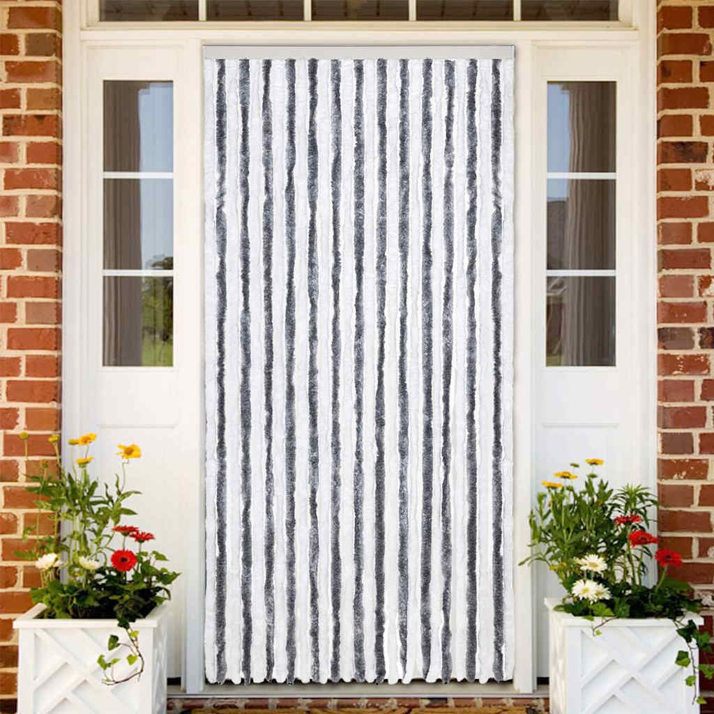 vidaXL Insect Curtain Grey and White 118x220 cm Chenille 1