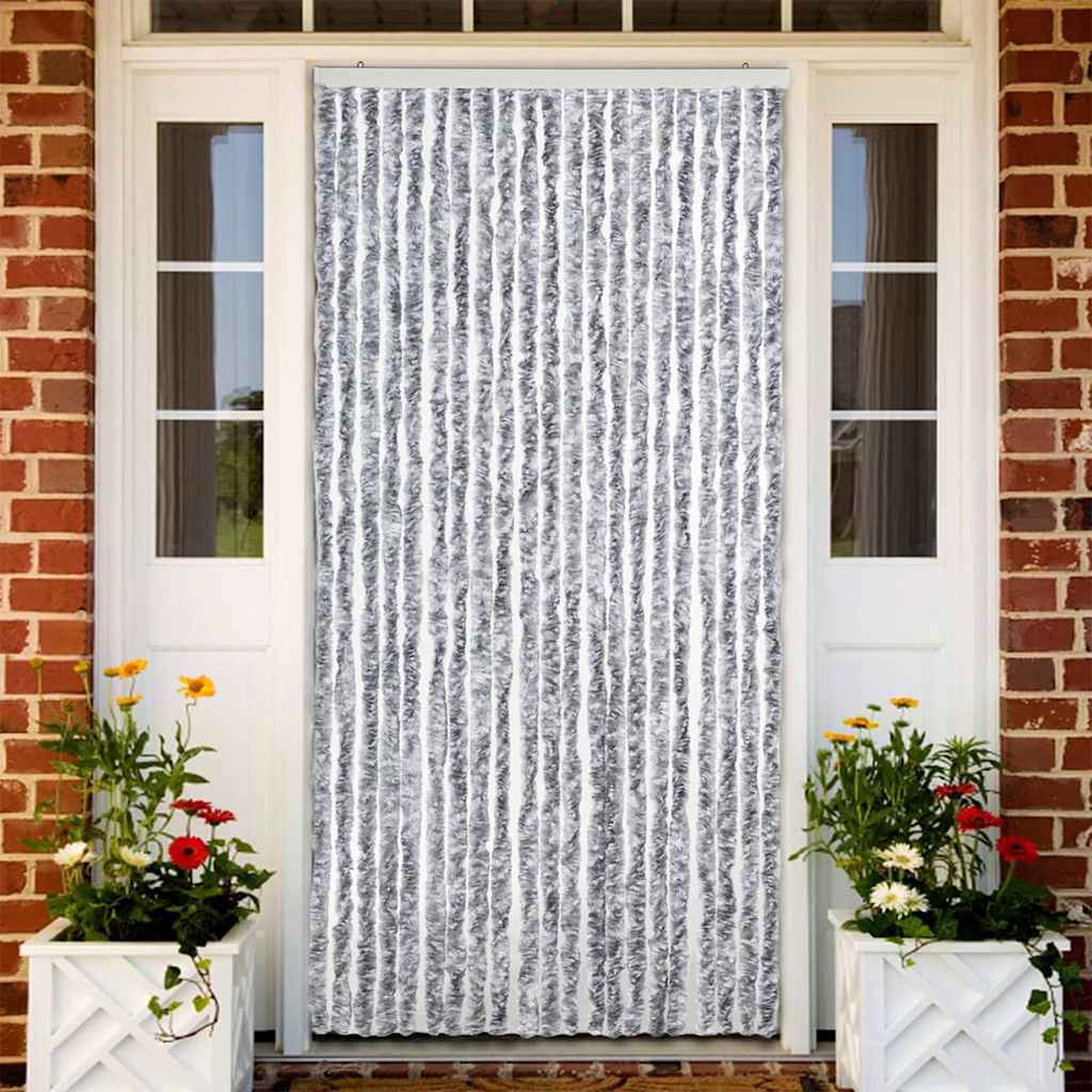 vidaXL Insect Curtain White and Grey 90x200 cm Chenille 1