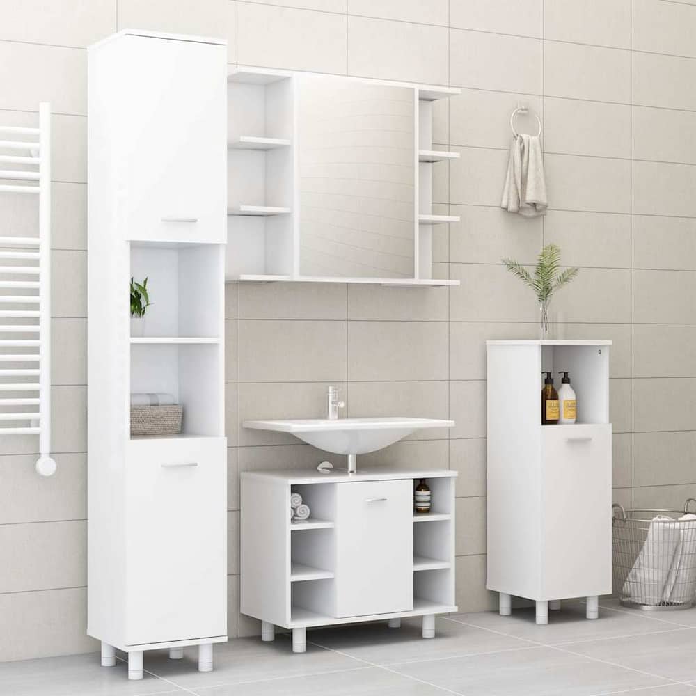 4 Piece Bathroom Furniture Set Engineered Wood White