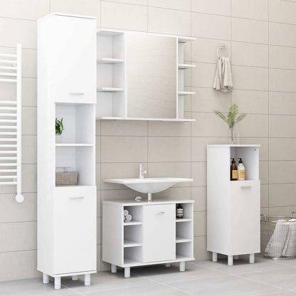 4 Piece Bathroom Furniture Set Engineered Wood White