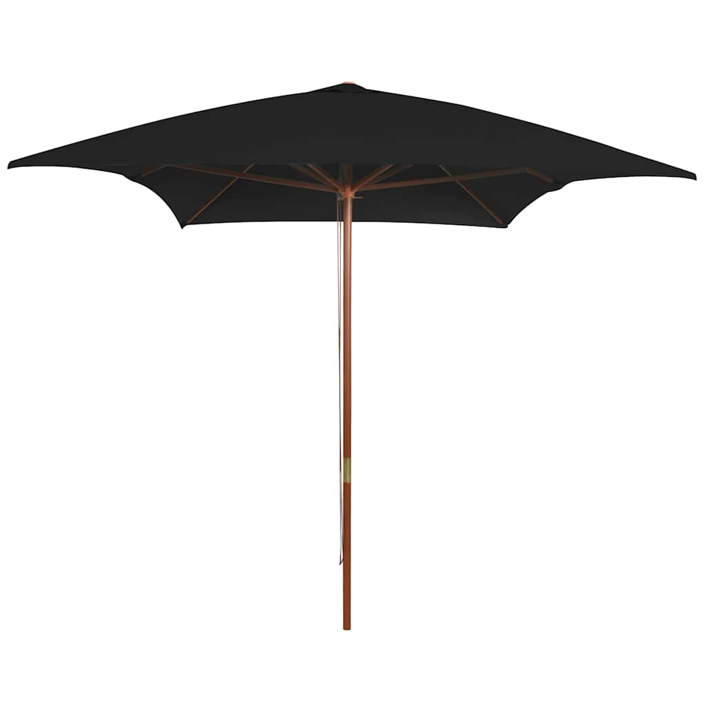 vidaXL Garden Parasol with Wooden Pole Black 200x300 cm 1