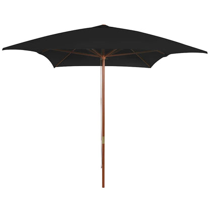 vidaXL Garden Parasol with Wooden Pole Black 200x300 cm 1