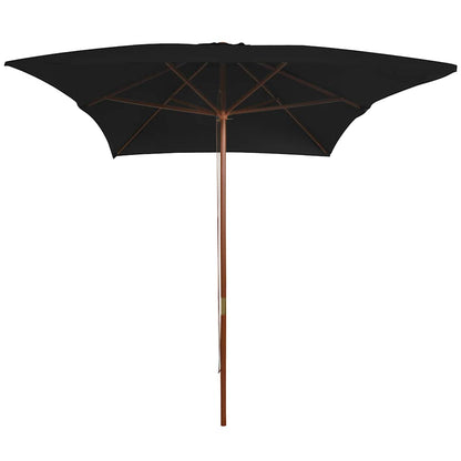 vidaXL Garden Parasol with Wooden Pole Black 200x300 cm 2