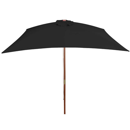 vidaXL Garden Parasol with Wooden Pole Black 200x300 cm 3