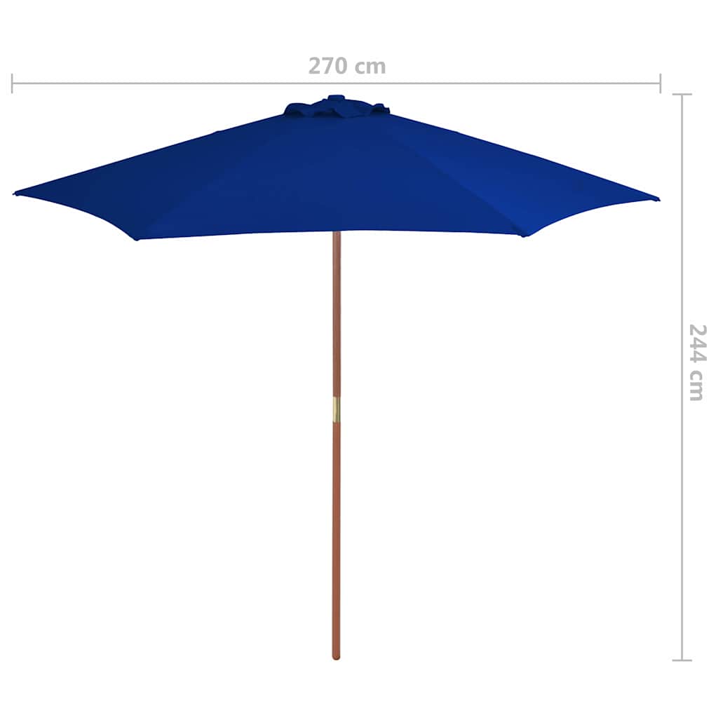 vidaXL Garden Parasol | Blue | Polyester, Laminated bamboo, Hardwood 6