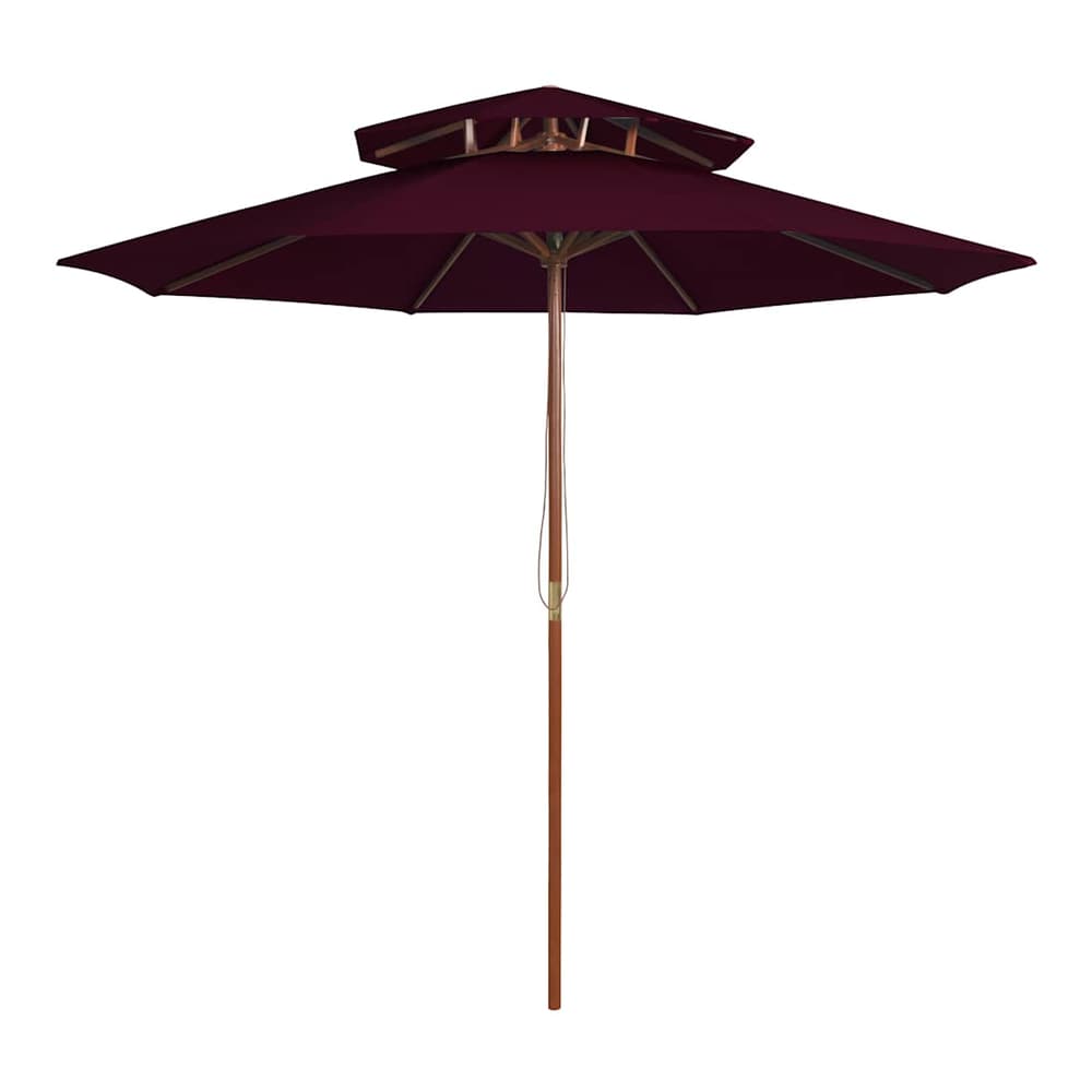 Double Decker Parasol with Wooden Pole 270 cm Bordeaux red