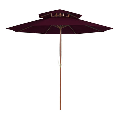 Double Decker Parasol with Wooden Pole 270 cm Bordeaux red