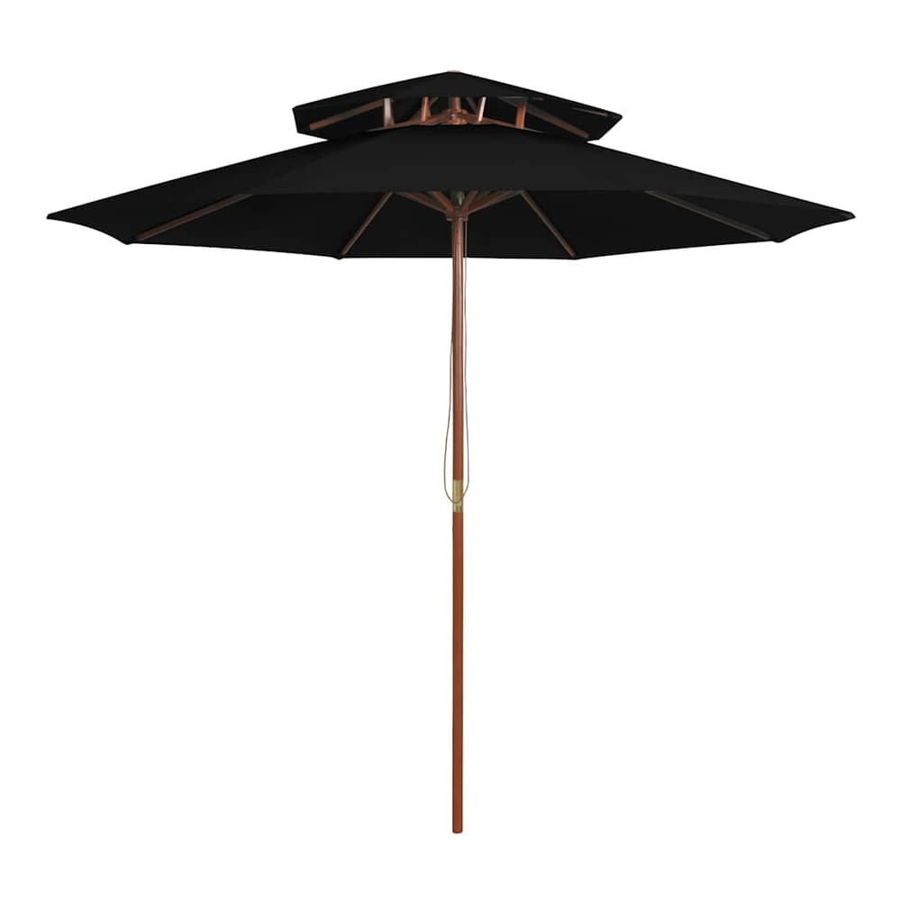 Double Decker Parasol with Wooden Pole 270 cm Black