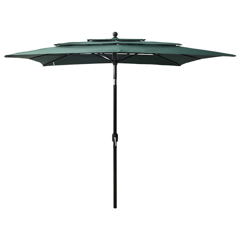 vidaXL 3-Tier Garden Parasol with Aluminium Pole Green 2.5x2.5 m 1