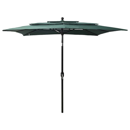 vidaXL 3-Tier Garden Parasol with Aluminium Pole Green 2.5x2.5 m 1