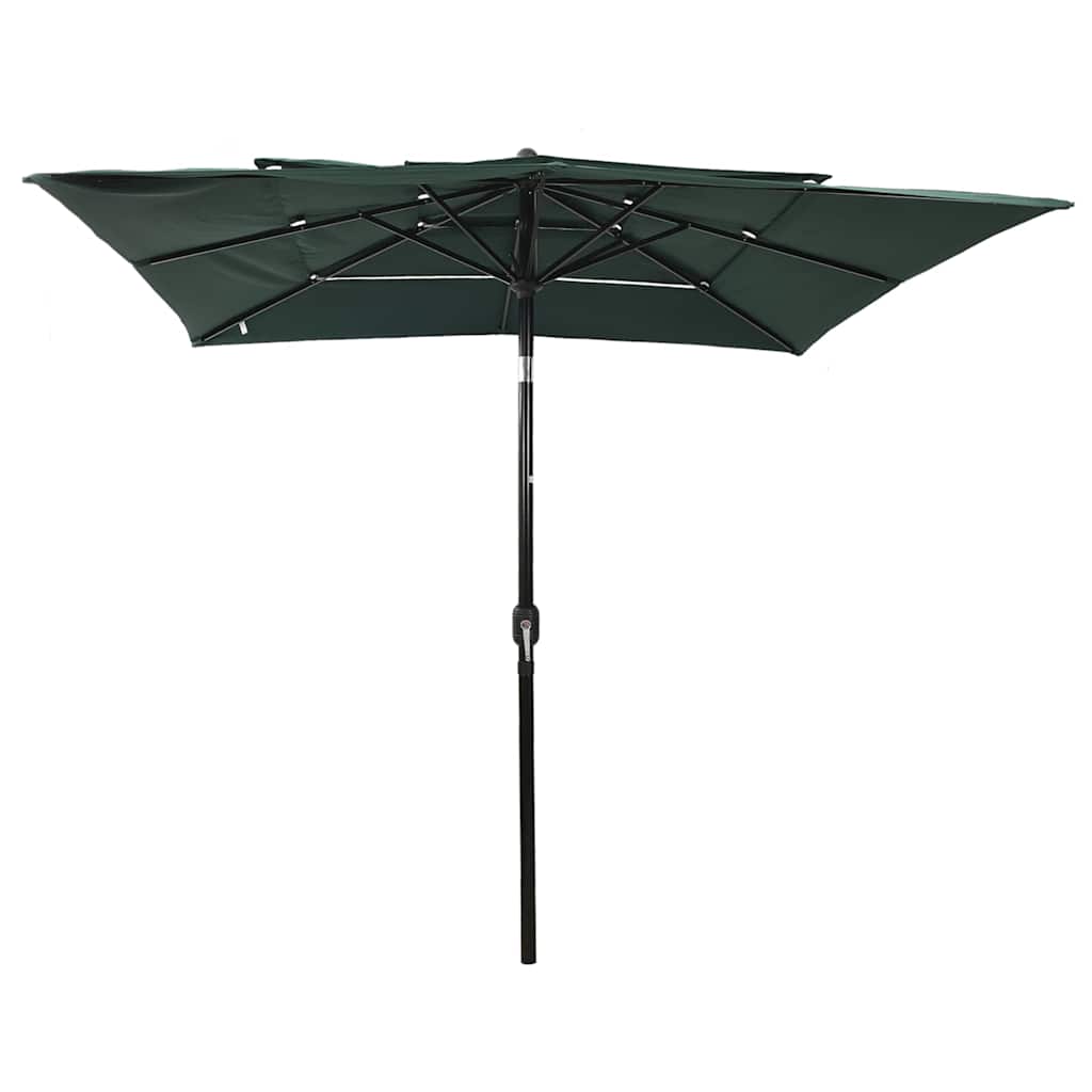 vidaXL 3-Tier Garden Parasol with Aluminium Pole Green 2.5x2.5 m 2