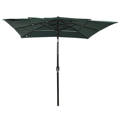 vidaXL 3-Tier Garden Parasol with Aluminium Pole Green 2.5x2.5 m 2
