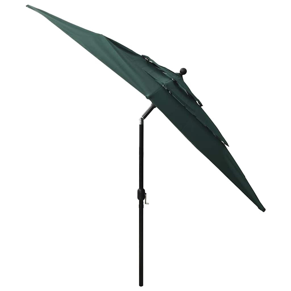 vidaXL 3-Tier Garden Parasol with Aluminium Pole Green 2.5x2.5 m 4