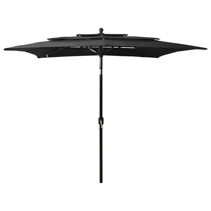 3-Tier Garden Parasol with Aluminium Pole 2,5x2,5 m Black 2.5 m 2.5 m