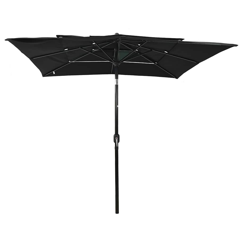 3-Tier Garden Parasol with Aluminium Pole 2,5x2,5 m Black 2.5 m 2.5 m