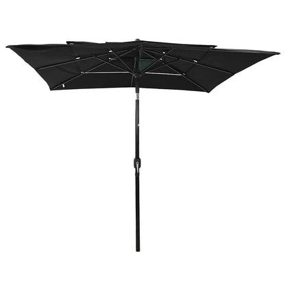 3-Tier Garden Parasol with Aluminium Pole 2,5x2,5 m Black 2.5 m 2.5 m
