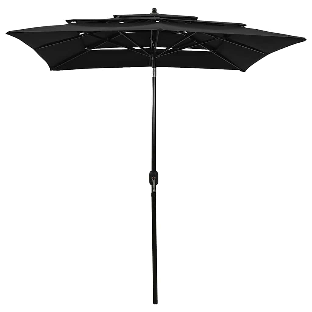 3-Tier Garden Parasol with Aluminium Pole 2,5x2,5 m Black 2 m 2 m