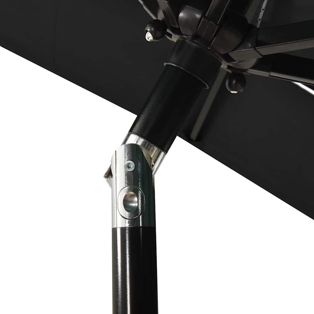 3-Tier Garden Parasol with Aluminium Pole 2,5x2,5 m Black 2 m 2 m
