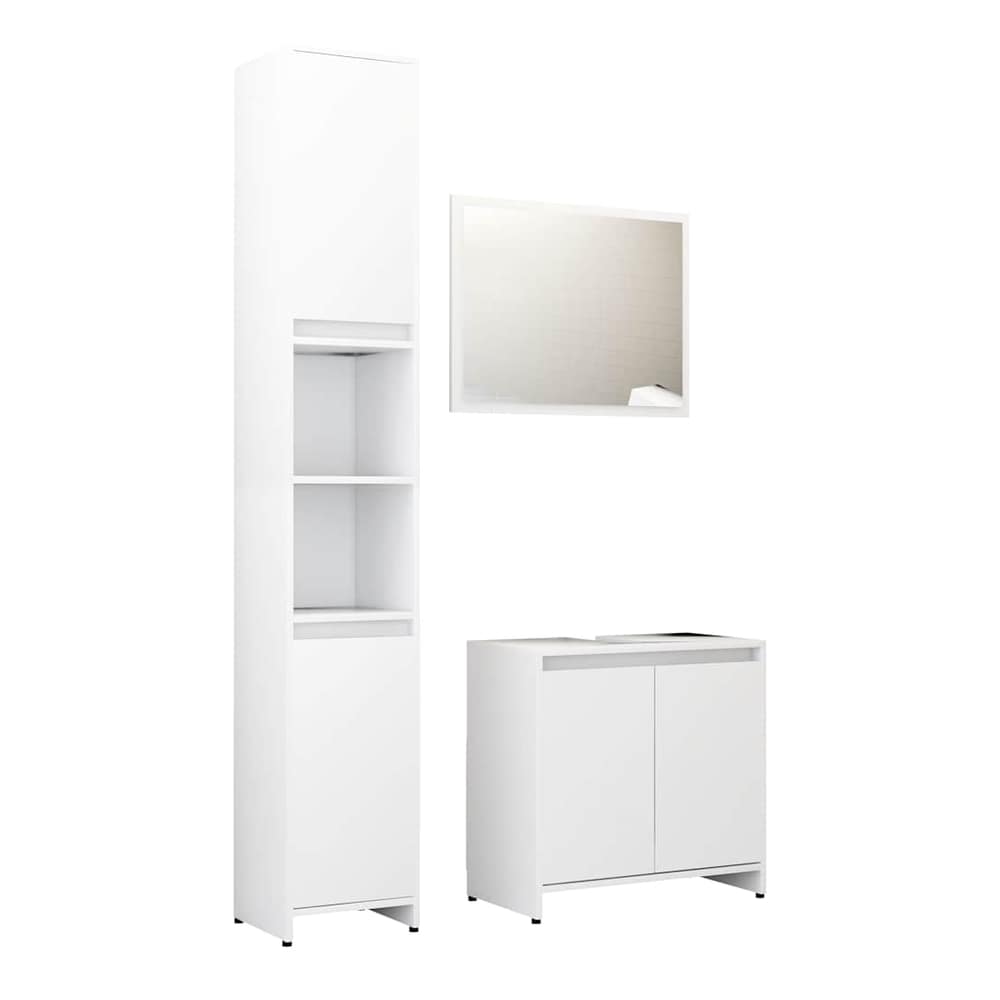 3 Piece Bathroom Furniture Set Engineered Wood White