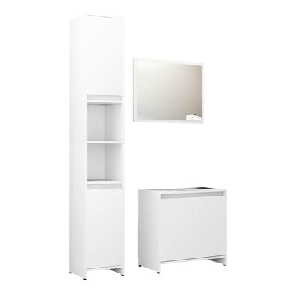 3 Piece Bathroom Furniture Set Engineered Wood White