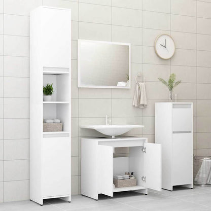 3 Piece Bathroom Furniture Set Engineered Wood White