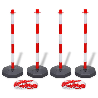 vidaXL Set of 4 Chain Posts and 2 Plastic Chians of 10 m Each 1