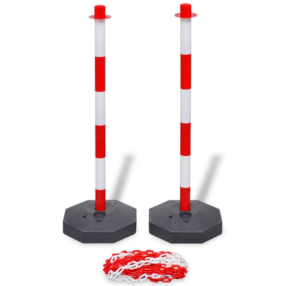 vidaXL Set of 4 Chain Posts and 2 Plastic Chians of 10 m Each 2