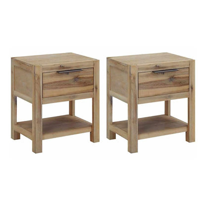 Nightstand with Drawer 40x30x48 cm Solid Acacia Wood 2
