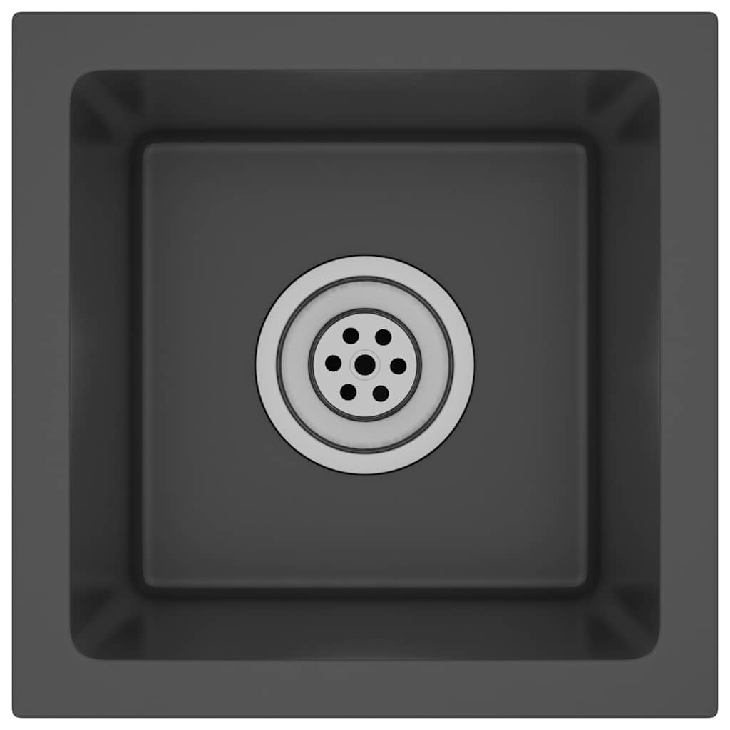 vidaXL Handmade Kitchen Sink Black Stainless Steel 2