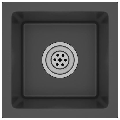 vidaXL Handmade Kitchen Sink Black Stainless Steel 2