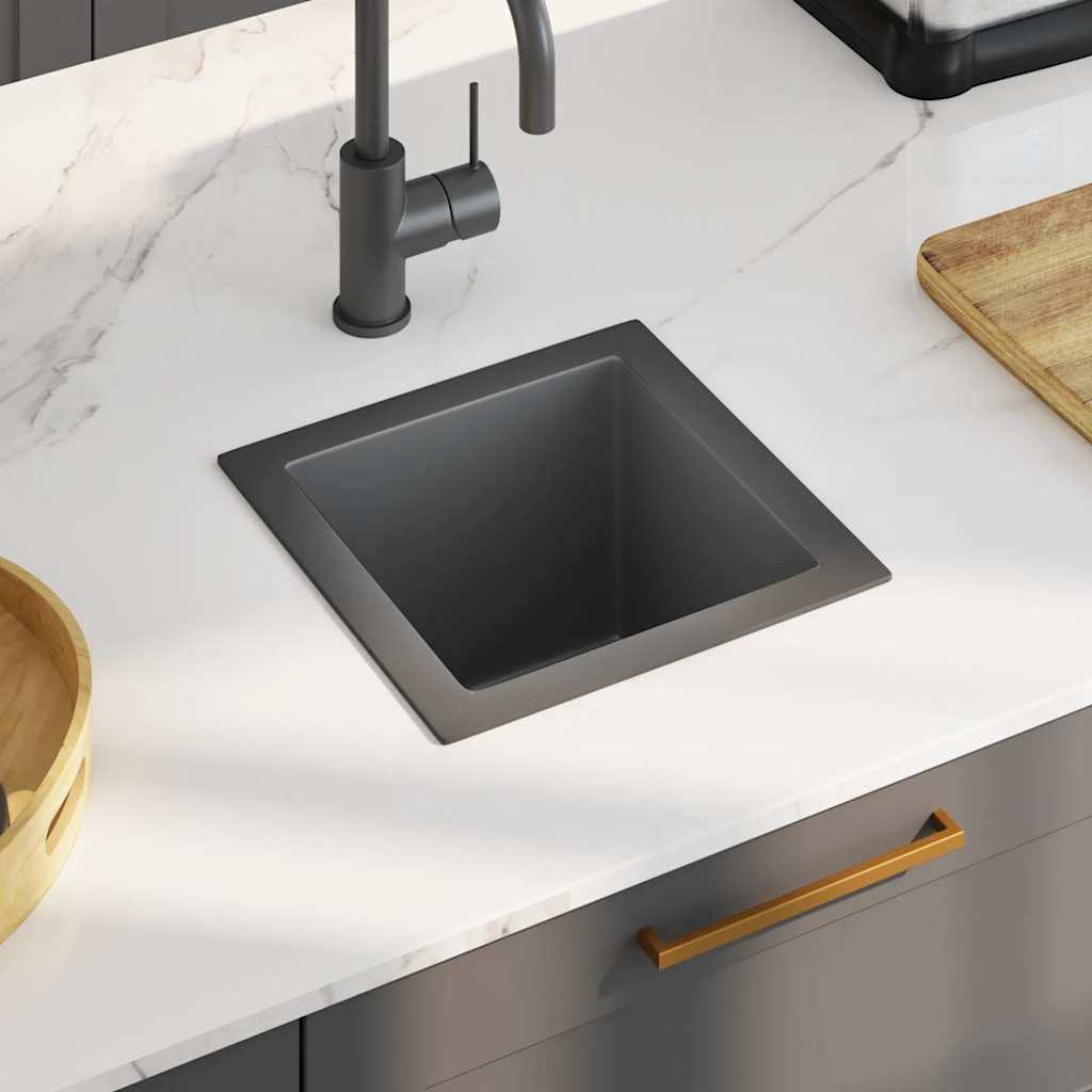 vidaXL Handmade Kitchen Sink Black Stainless Steel 1