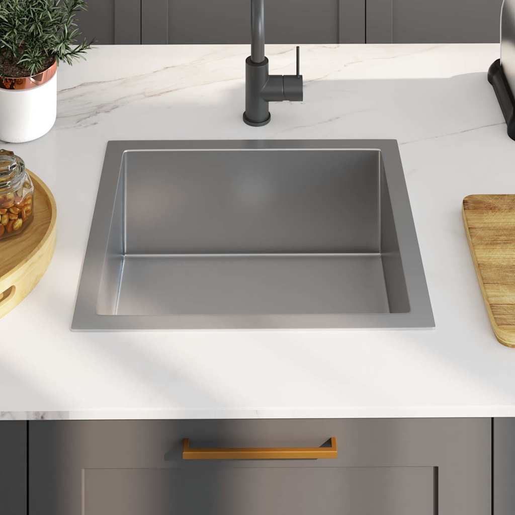 vidaXL Handmade Kitchen Sink Stainless Steel 3