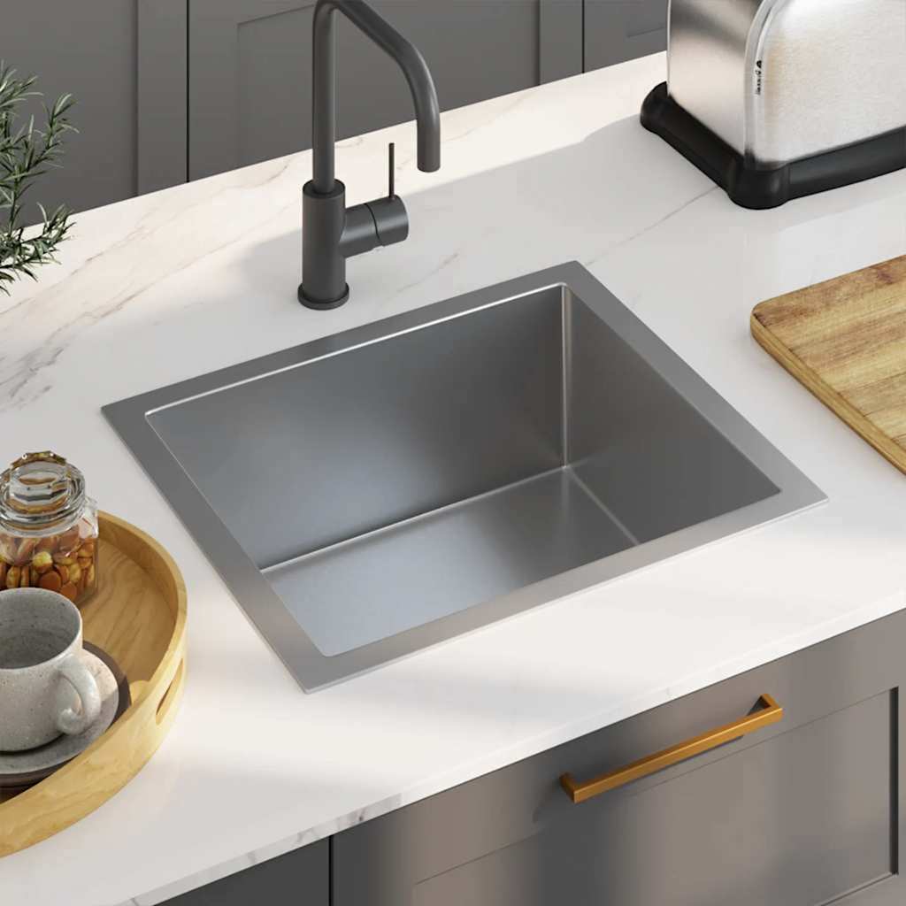 vidaXL Handmade Kitchen Sink Stainless Steel 1