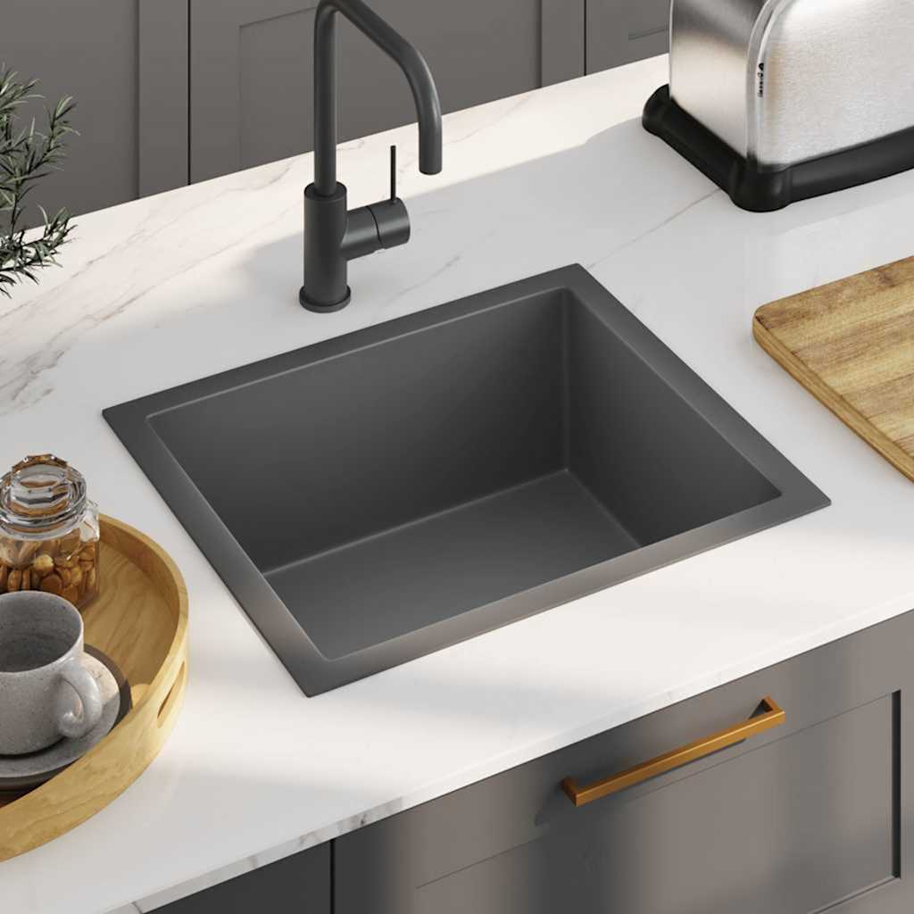 Handmade Kitchen Sink Stainless Steel Black 51 cm 44 cm